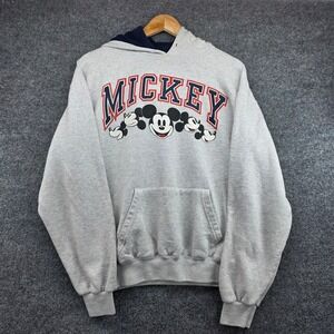 Disney Designs Mickey Mouse Hoodie Mens Medium Gray Vintage‎ 90s Made in USA